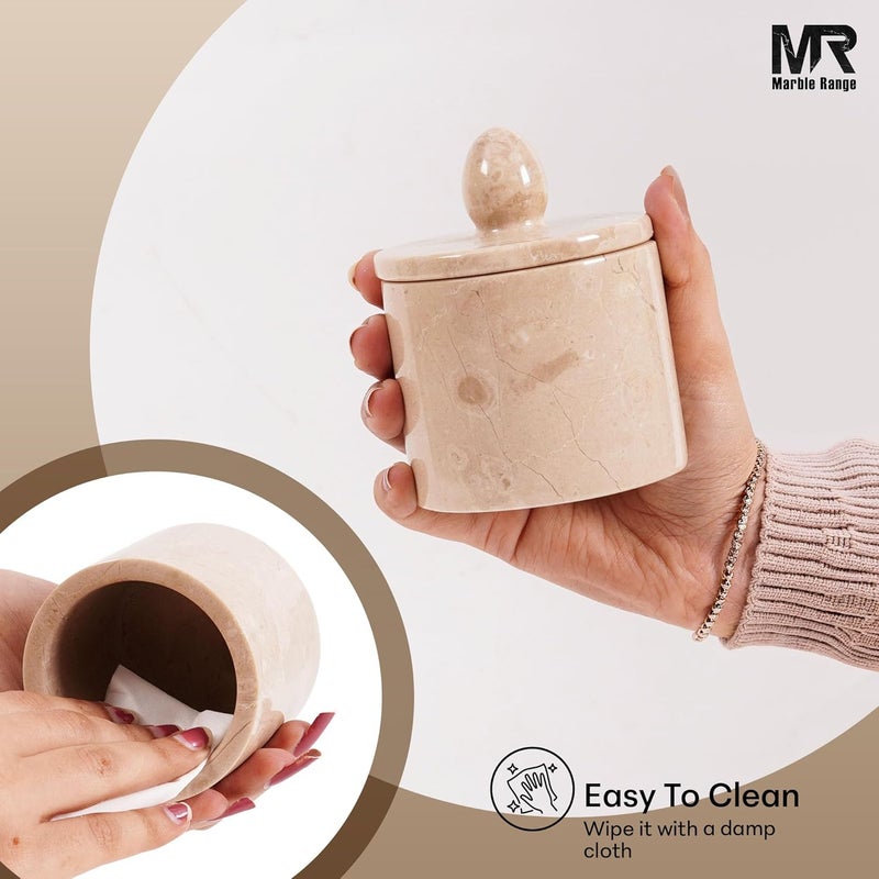 MARBLE RANGE Marble Salt Cellar with Lid and tray 4 Inch Verona Handmade Salt Container, Set of 2 Seasoning Jars, Spice Storage Containers for Kitchen Countertop, Sugar Bowl - Image 2